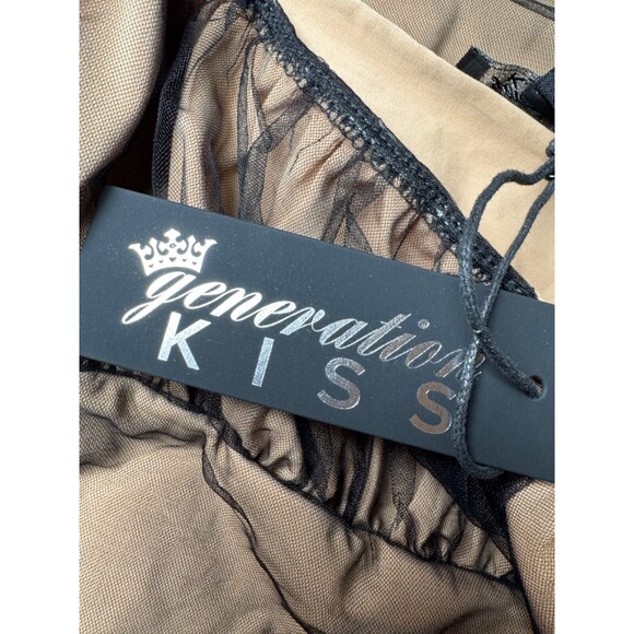 Dolls Kill Generation Kiss Alicia Midi Dress XXL Black Tan Ruched Tulle Goth - Picture 11 of 14